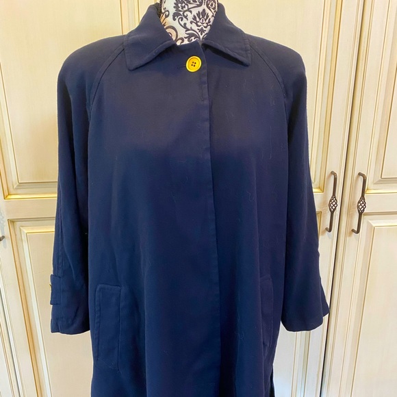 Anne Klein II Size Small Navy Blue 100% Pure New Wool Coat with Gold Accents - Picture 1 of 9